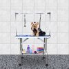 NEW HIGH QUALITY FOLDING PET GROOMING TABLE STAINLESS LEGS AND ARMS BLUE RUBBER TOP STORAGE BASKET