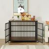 Furniture style dog crate wrought iron frame door with side openings, Rustic Brown, 43.3''W x 29.9''D x 33.5''H.