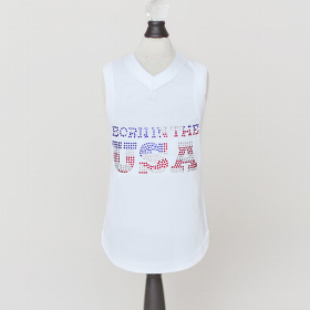 Born in the USA (Color: White (Tank Top), size: medium)