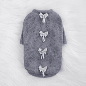 Dainty Bow Sweater (Color: Pewter, size: large)