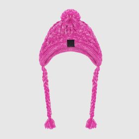 Fur Ball Warm And Windproof Fluffy Ball Knitting Method Dog Fighting Hat (Option: Pink-M)