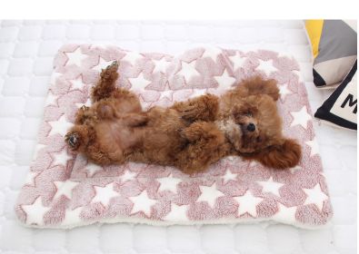 Cat dog sleeping mat warm thickened Sleeping pad blanket;  dog house warm mattress pet cushion (colour: Curry footprints, size: No.7 89*68cm)