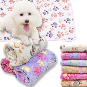 Soft and Fluffy High Quality Pet Blanket Cute Cartoon Pattern Pet Mat Warm and Comfortable Blanket for Cat and Dogs Pet Supplies (Color: Beige point, size: For big dogs104X75cm)