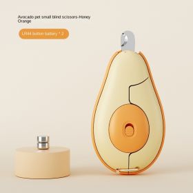 Wholesale of pet nail clippers, pet nail clippers, dog nail clippers, nail sharpeners, LED lights, blood lines, one piece for distribution (Specifications: individual, colour: Avocado Small Blind Scissors - Honey Orange)