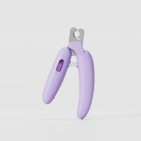 Banana pet nail clippers, cat nail clippers, dog nail clippers, LED blood thread pet products, one package for distribution (Specifications: Banana mini version - purple without light)