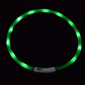 Pet's LED Collar With USB Rechargeable Glowing Lighted Up & Cuttable Waterproof Safety For Dogs (Color: Light Green, size: One-size)