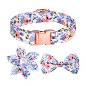 1pc Adjustable Soft Dog Collar With Print Flower Multicolor Cute Patterns (Color: Dodge Blue, size: S)