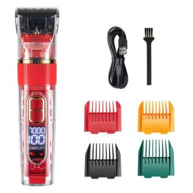 Dog Hair Clippers Set Low Noise Rechargeable Cordless For Dogs; Dog Grooming Clippers (Color: Red, Items: Standard Version)