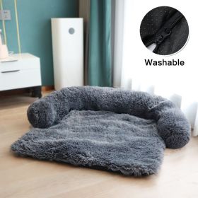 Pet Sofa; Warm Plush Pet Cushion For Indoor Dogs & Cats; Dog Blanket; Washable Pet Bed (Color: Dark Grey, size: L)