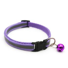 Pet Collar For Dog & Cat; Reflective Cat Collar With Bell; Dog Collar With Cartoon Cat Head (Color: Reflective Purple)