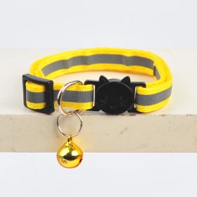 Pet Collar For Dog & Cat; Reflective Cat Collar With Bell; Dog Collar With Cartoon Cat Head (Color: Reflective Yellow)