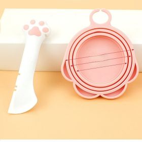 2 Pieces set; Multi-Functional Pet Food Can Spoon with 1 Pieces Universal Silicone Can Covers Mini Spatula Can Opener for Pet Cat Dog Feeding Can and (Color: Grey suit)