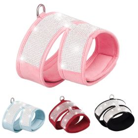 Pet Harness For Dog & Cat; Rhinestone Soft Cat Harness; Soft Dog Vest Harness For Outdoor Walking (Color: Black, size: L)