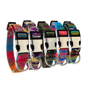 Dog Print Adjustable Collar; suitable For Large & Small Dogs (Color: Black, size: L)