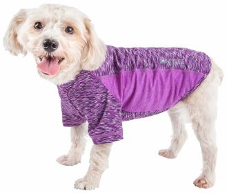 Pet Life Active 'Warf Speed' Heathered Ultra-Stretch Sporty Performance Dog T-Shirt (Color: Purple, size: medium)