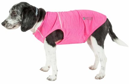 Pet Life Active 'Aero-Pawlse' Heathered Quick-Dry And 4-Way Stretch-Performance Dog Tank Top T-Shirt (Color: Pink, size: medium)