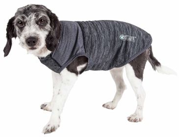 Pet Life Active 'Aero-Pawlse' Heathered Quick-Dry And 4-Way Stretch-Performance Dog Tank Top T-Shirt (Color: Black, size: large)