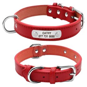 PU Leather Dog Collar Durable Padded Personalized Pet ID Collars Customized for Small Medium Large Dogs Cat Red Black Brown (Color: Red, size: XL)