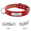 PU Leather Dog Collar Durable Padded Personalized Pet ID Collars Customized for Small Medium Large Dogs Cat Red Black Brown